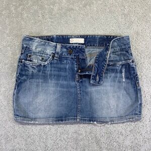 BKE Denim Mini Skirt Womens Size 29 Blue Jean Culture Stretch Distressed Y2k